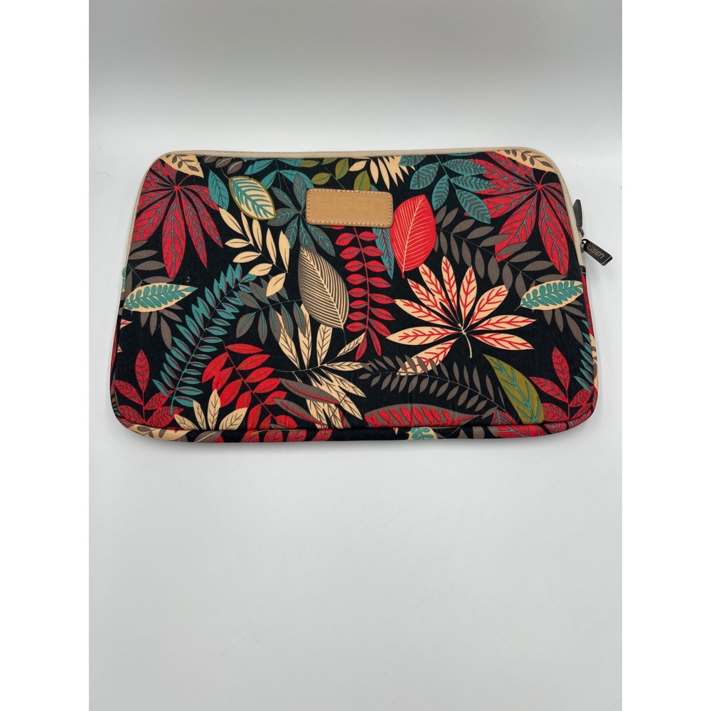 LISEN Laptop Sleeve 13-14 inch Tropical Leaf Print Canvas Padded Case Multicolor